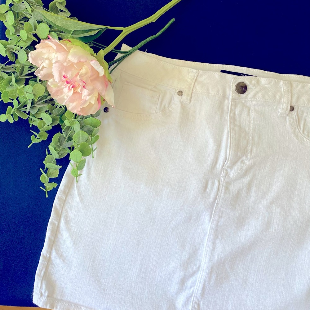 White Stretch Jean Skirt